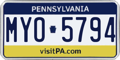PA license plate MYO5794