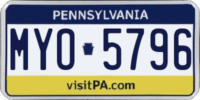 PA license plate MYO5796