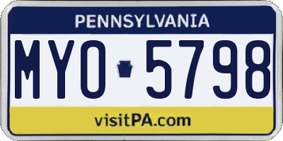 PA license plate MYO5798