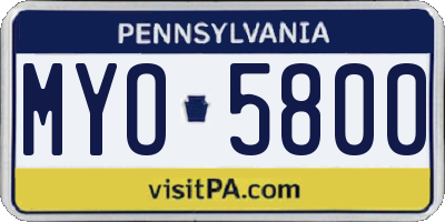 PA license plate MYO5800