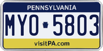 PA license plate MYO5803