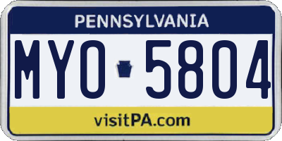 PA license plate MYO5804