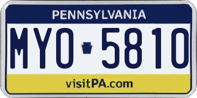 PA license plate MYO5810