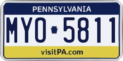 PA license plate MYO5811