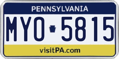 PA license plate MYO5815