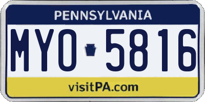 PA license plate MYO5816