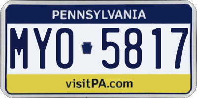 PA license plate MYO5817