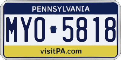 PA license plate MYO5818