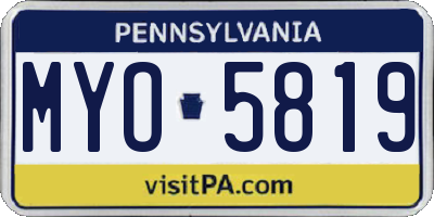 PA license plate MYO5819