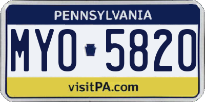 PA license plate MYO5820