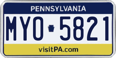 PA license plate MYO5821