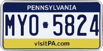 PA license plate MYO5824
