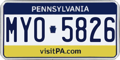 PA license plate MYO5826