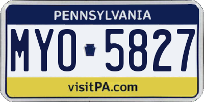PA license plate MYO5827