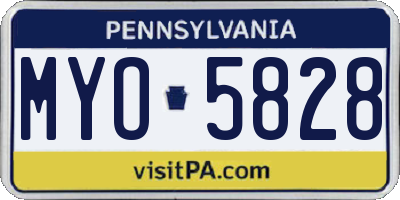 PA license plate MYO5828