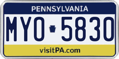 PA license plate MYO5830