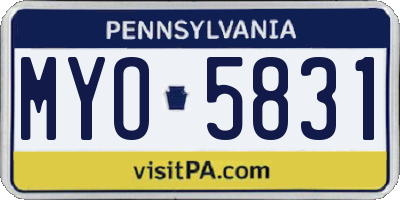 PA license plate MYO5831