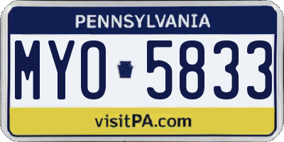 PA license plate MYO5833