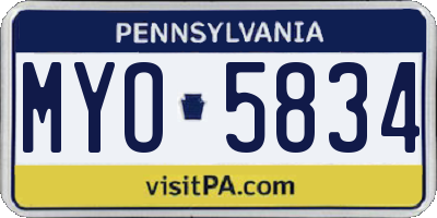PA license plate MYO5834