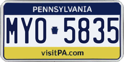 PA license plate MYO5835