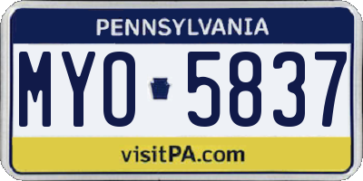 PA license plate MYO5837