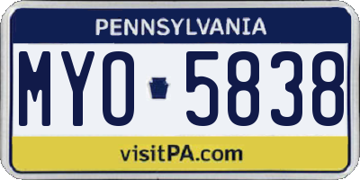 PA license plate MYO5838