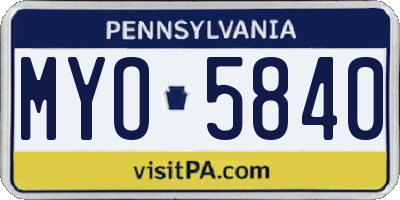 PA license plate MYO5840