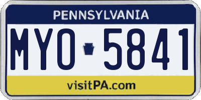 PA license plate MYO5841