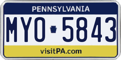 PA license plate MYO5843