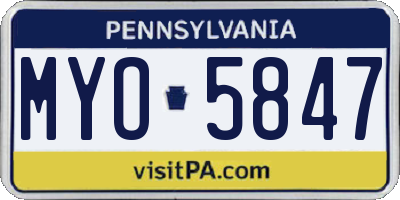 PA license plate MYO5847