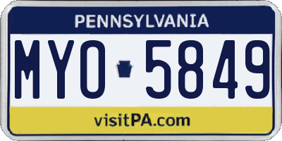 PA license plate MYO5849