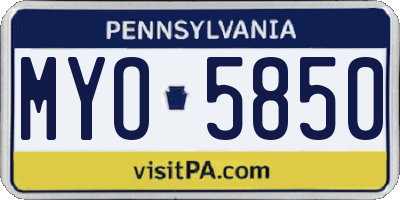 PA license plate MYO5850
