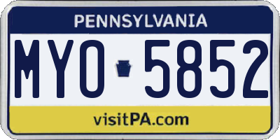 PA license plate MYO5852