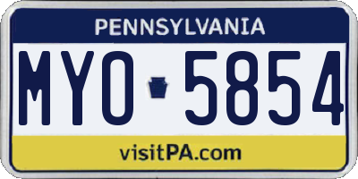 PA license plate MYO5854