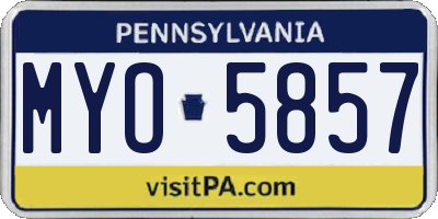 PA license plate MYO5857