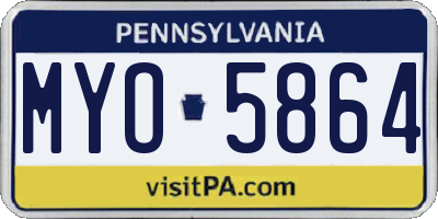 PA license plate MYO5864