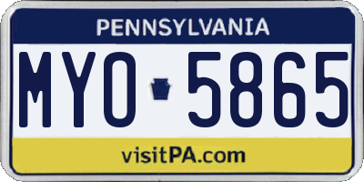 PA license plate MYO5865