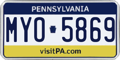 PA license plate MYO5869