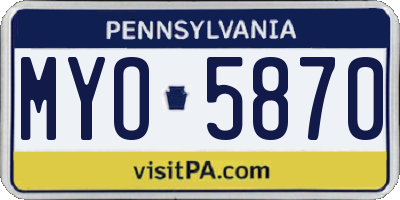PA license plate MYO5870
