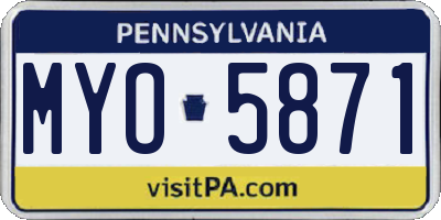 PA license plate MYO5871
