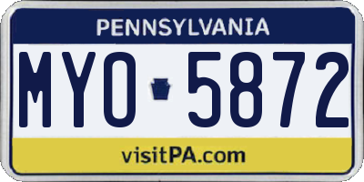 PA license plate MYO5872