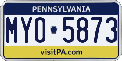 PA license plate MYO5873