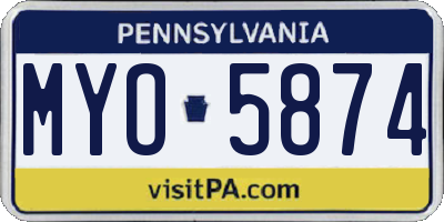 PA license plate MYO5874