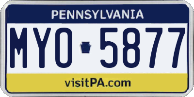 PA license plate MYO5877