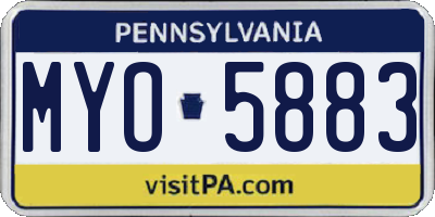 PA license plate MYO5883