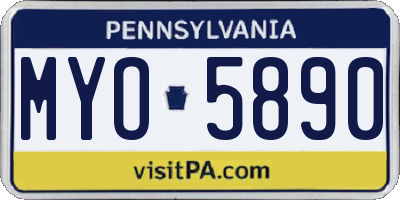 PA license plate MYO5890