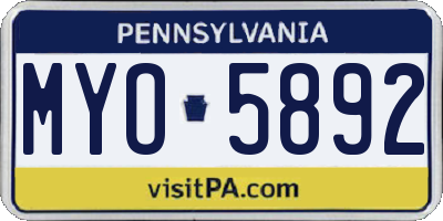 PA license plate MYO5892