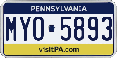 PA license plate MYO5893