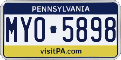 PA license plate MYO5898
