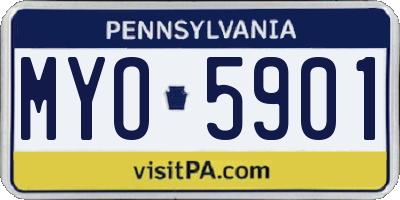 PA license plate MYO5901
